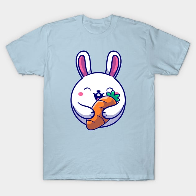 Cute Rabbit Holding Carrot Cartoon T-Shirt by Catalyst Labs